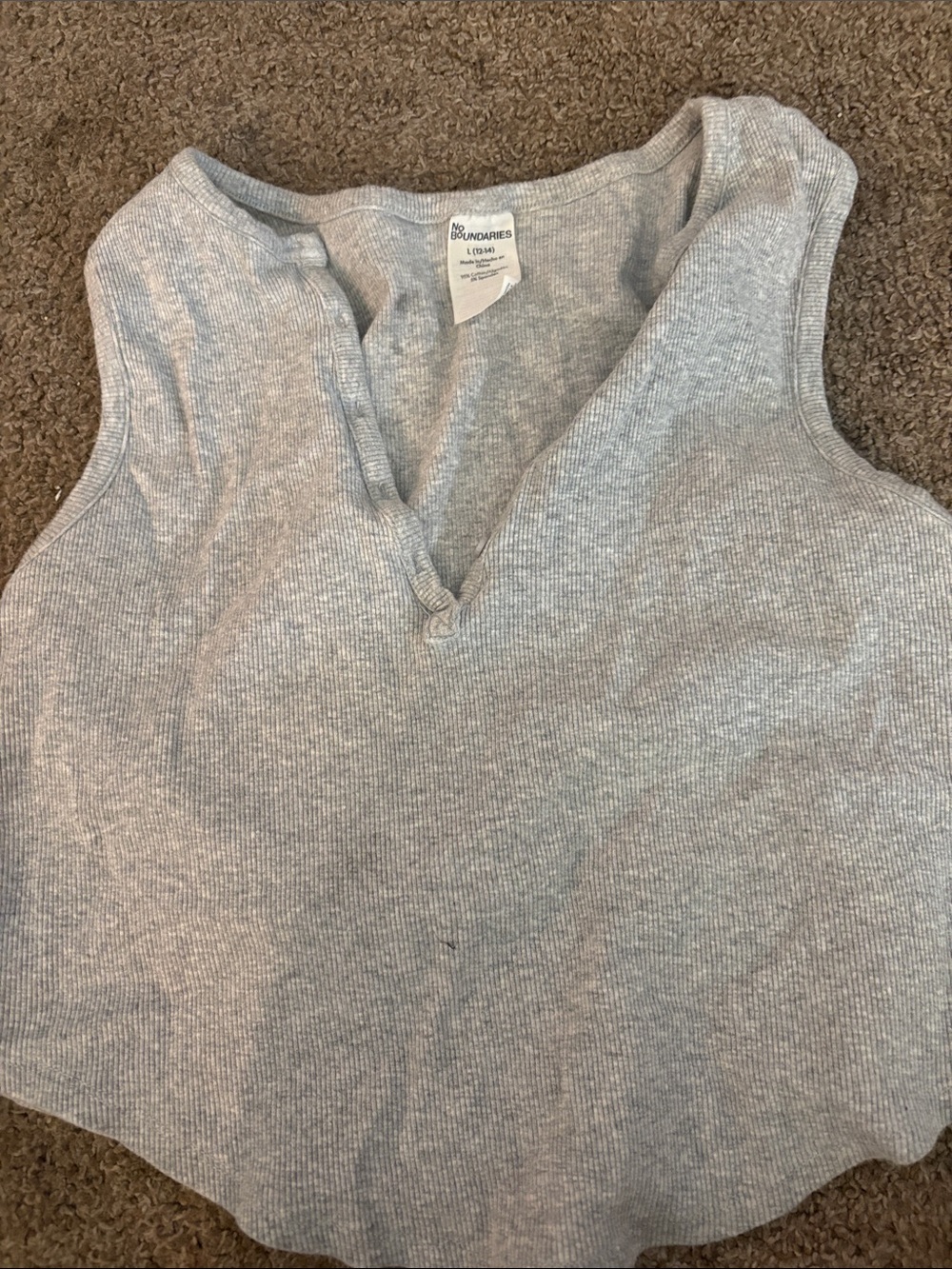 No Boundaries Light Gray Ribbed V-Notch Tank